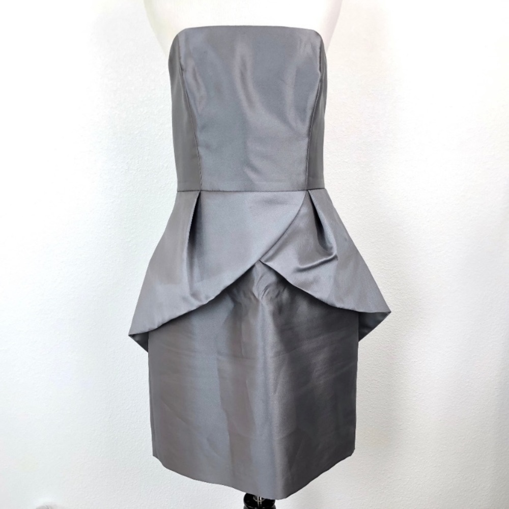 Stunning metallic grey Lela Rose Dress